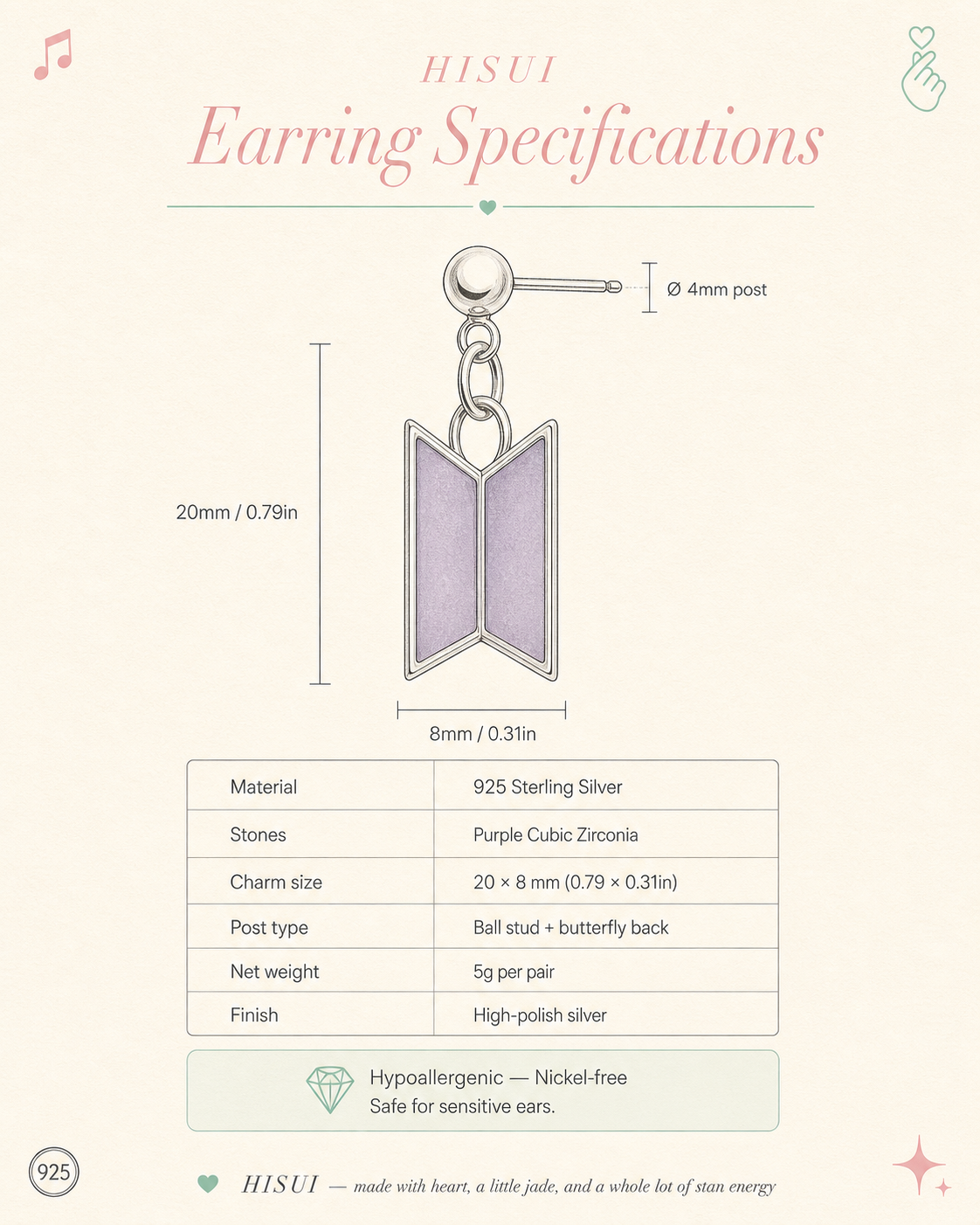 BTS Earrings — Dainty Fan Jewelry