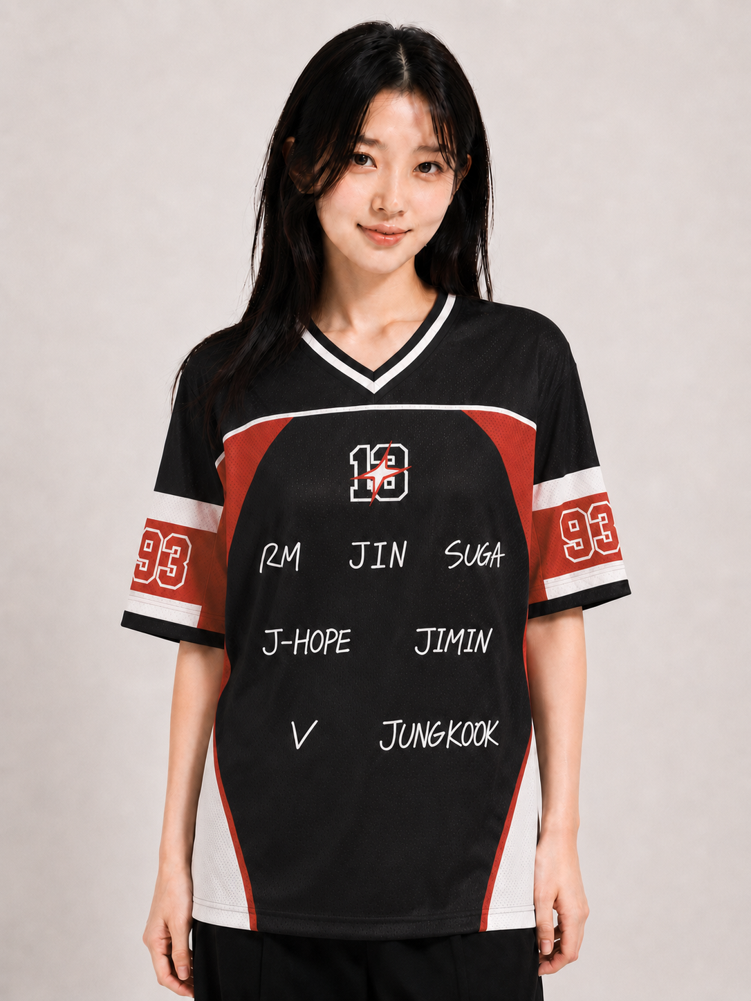 Maillot BTS avec les noms des membres du groupe