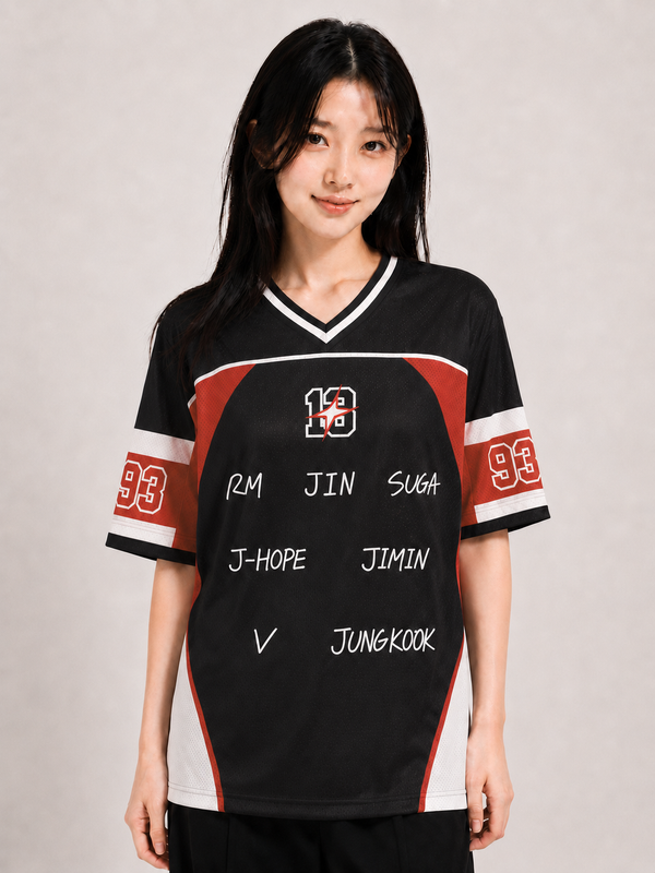 Maillot BTS avec les noms des membres du groupe
