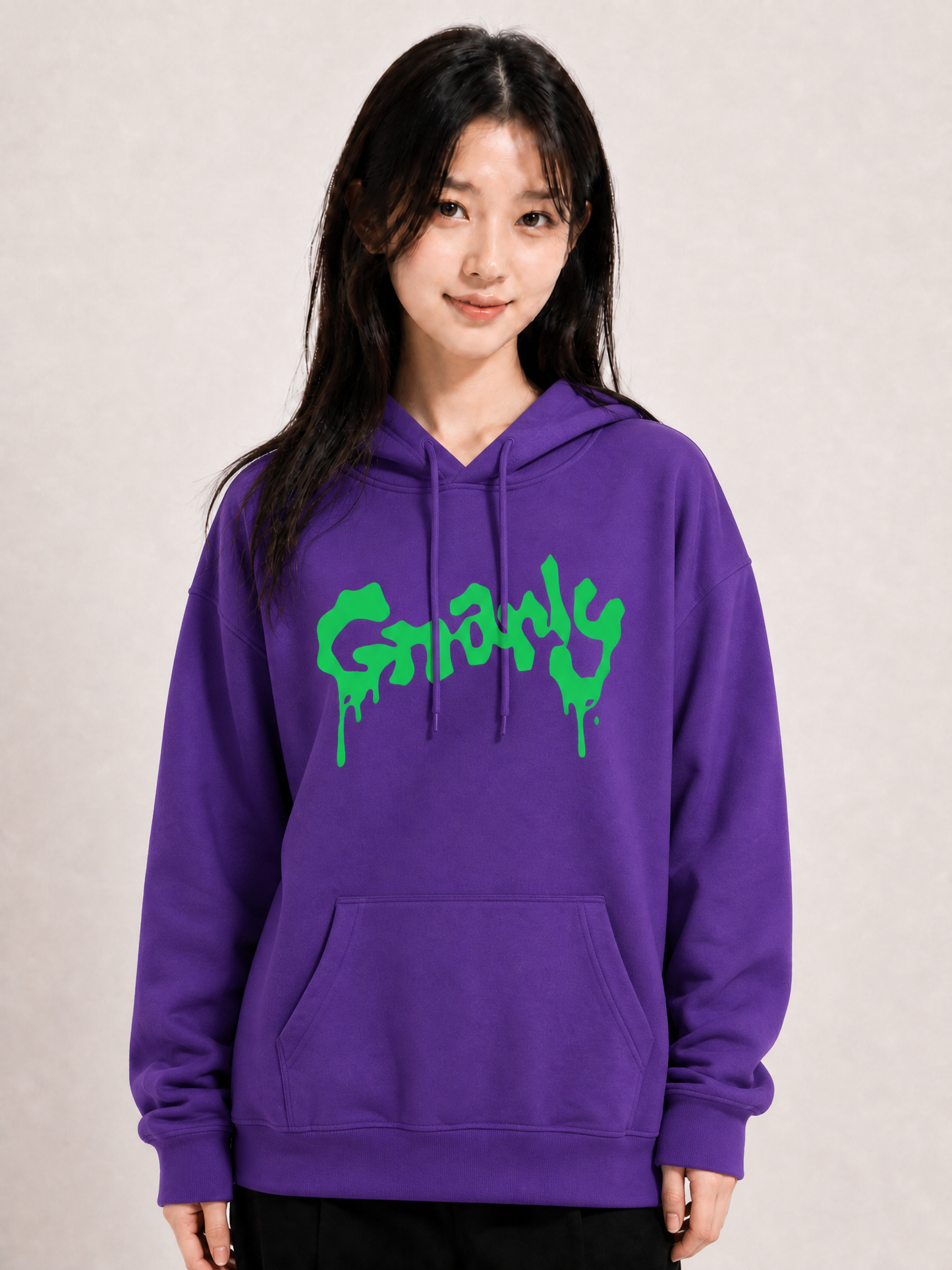 Hoodie GNARLY KATSEYE violet — slime vert | KpopCore