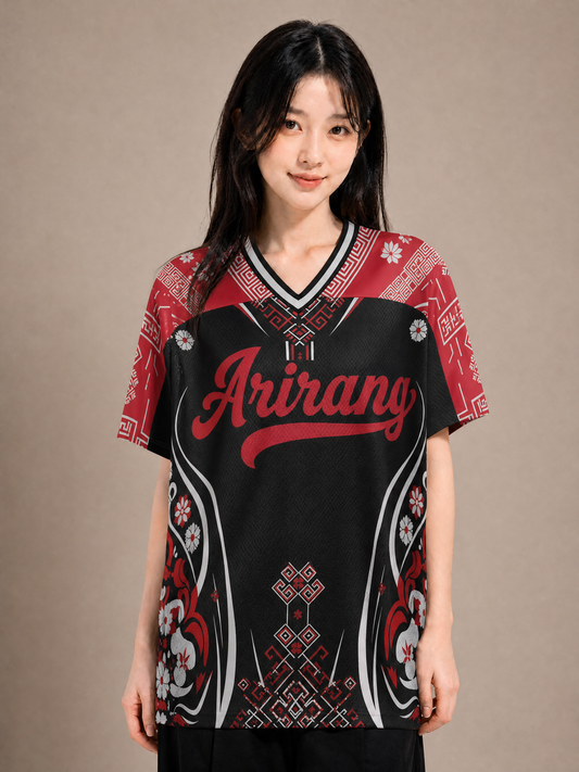 Maillot Arirang BTS Motifs Coréens — Nom & numéro personnalisés — porté, studio | KpopCore