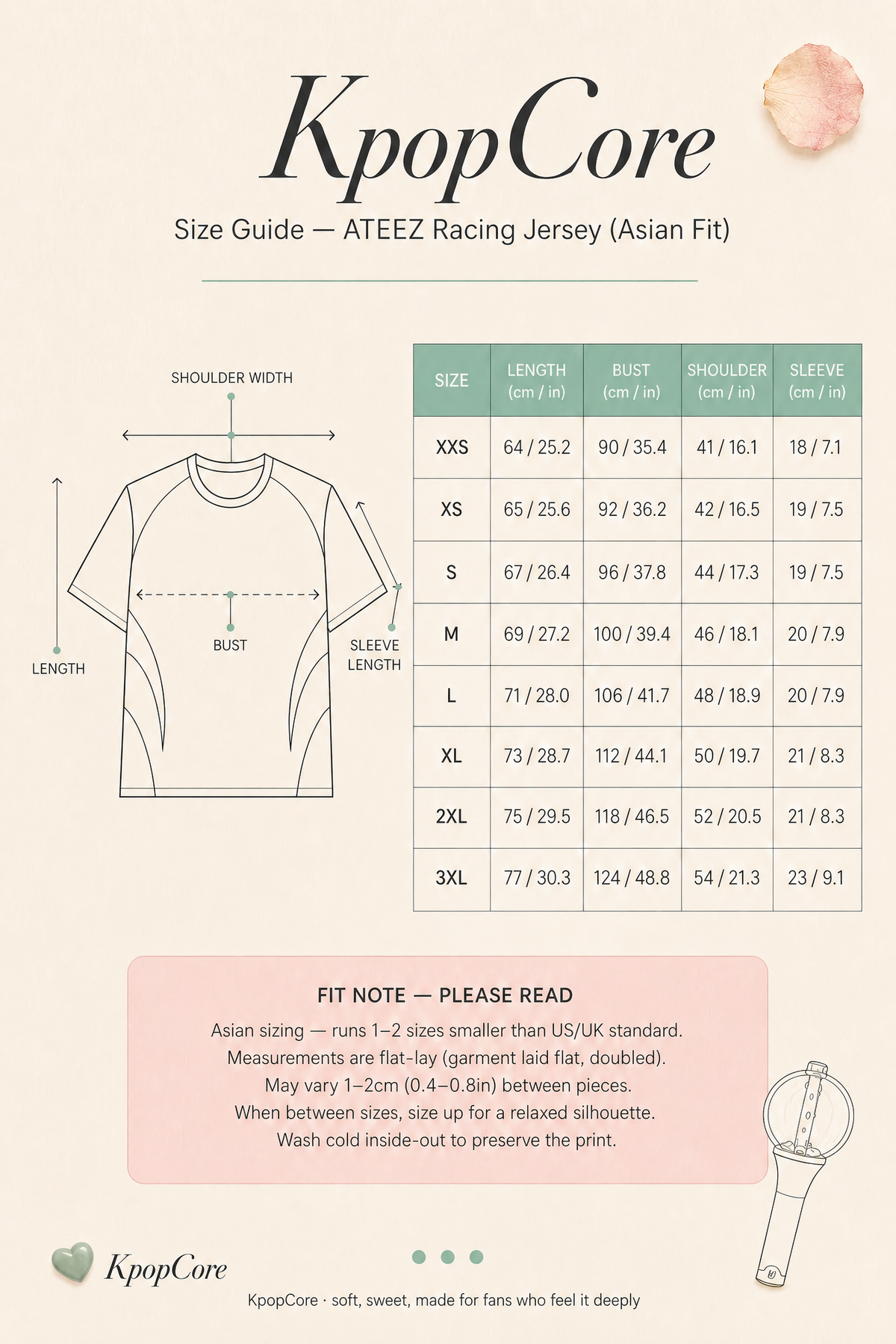 Guide des tailles — T-shirt ATEEZ — Eight Makes One Team