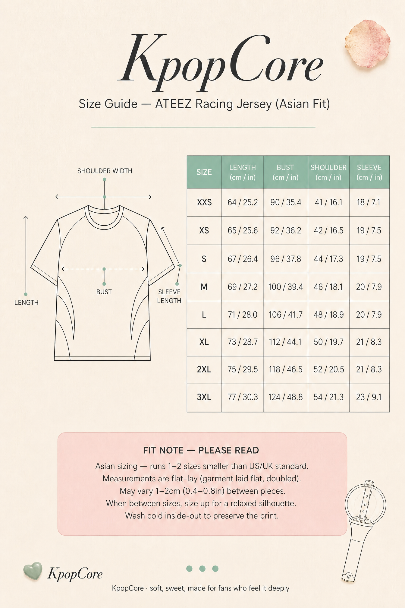 Guide des tailles — KpopCore