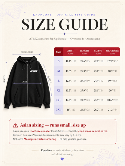 Guide des tailles — KpopCore