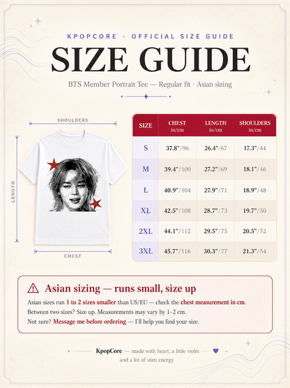 Guide des tailles — KpopCore